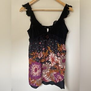 Free People - Vintage- Black Crochet Strap Dress. Size 12. Fits like a size 6-8.